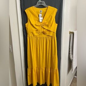 NWT Anne Klein bow front midi sunset gold color & a cotton blend material dress